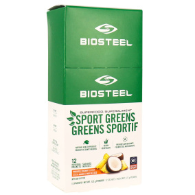 Front of Biosteel Superfood Sport Greens Pineapple Coconut Flavour, 12 Packets