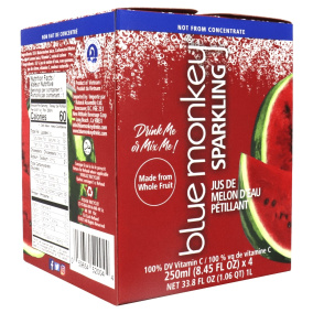 Front of Blue Monkey Sparkling Real Fruit juice Watermelon