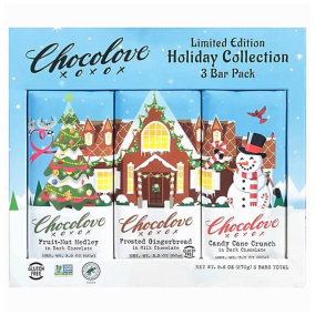 Front of Chocolove XO Limited Edition Holiday Collection 3 Bars