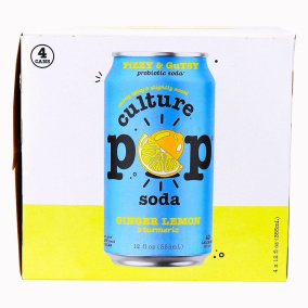 Front of Culture Pop Probiotic Soda Ginger Lemon Turmeric