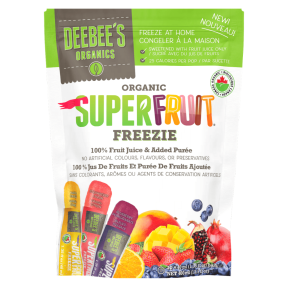 Front of Deebee's Organic Super Fruit Freezie Juice Bars, 10 Pops