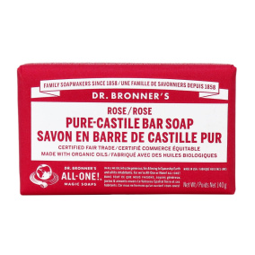 Dr. Bronner's Organic Rose Pure Castile Bar Soap, 140g