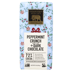 Front of Endangered Species 72% Cocoa Peppermint Crunch + Dark Chocolate