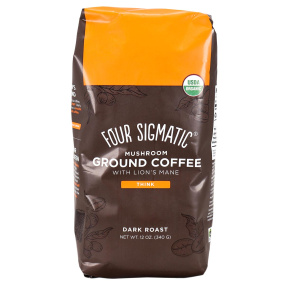 Front of Four Sigmatic Mushroom Coffee Mix Dark Roast Ground with Lion's Mane & Chaga, 340g