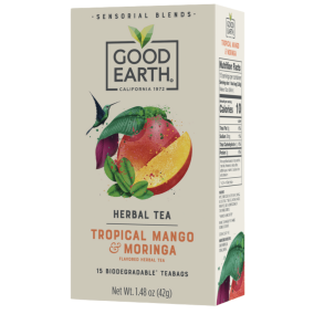 Front of Good Earth Sensorial Blends Flavoured Herbal Tea Tropical Mango & Moringa, 15 Bags