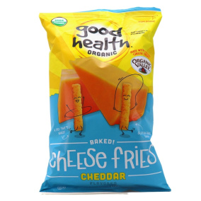Front of Good Health Organic Baked Cheese Fries Cheddar, 155.9g
