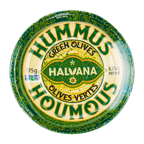 Front of Halvana Artisanal Hummus Green Olive, 175g