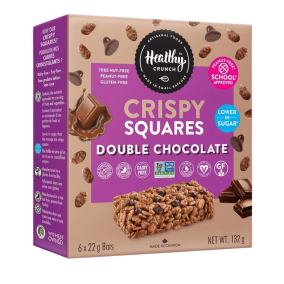 Front of Healthy Crunch Double Chocolate Crispy Squares, 6 bars