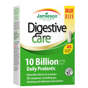 Front of Jamieson Vitamins Digestive Care 10 Billion Daily Probiotic, 45 Capsules