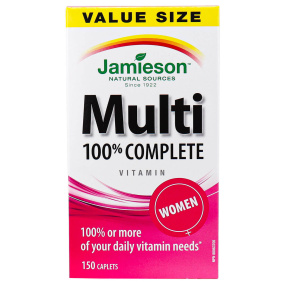 Front of Jamieson Vitamins 100% Complete Multivitamin For Women, 150 Caplets