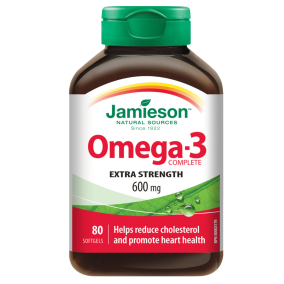Front of Jamieson Vitamins Extra Strength Omega-3 Complete, 80 Softgels