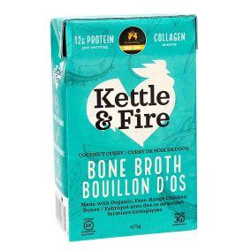 Front of Kettle & Fire Chicken Bone Broth Coconut Curry & Lime, 480ml
