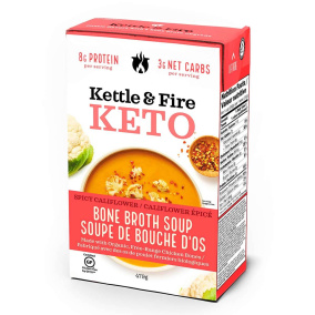Front of Kettle & Fire Spicy Cauliflower Keto Soup With Chicken Bone Broth, 479g