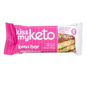 Front of Kiss My Keto Keto Bar Chocolate Birthday Cake, 50g