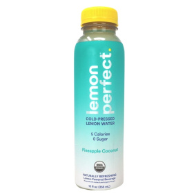 Front of Lemon Perfect Cold-Pressed Lemon Water Pineapple Coconut