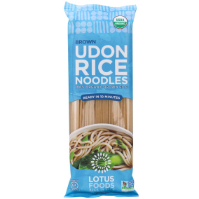 Front of Lotus Foods Organic Brown Udon Rice Noodles, 227g