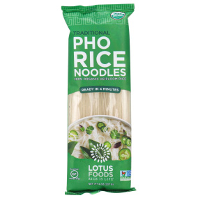 Front of Lotus Foods Organic Traditional Pho Rice Noodles, 227g