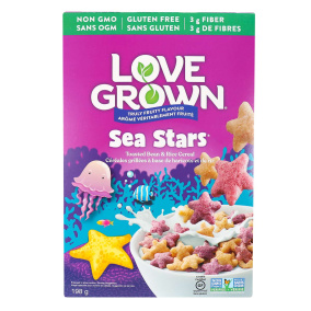 Front of Love Grown Truly Fruity Flavour Sea Stars Toasted Bean & Rice Cereal, 198g