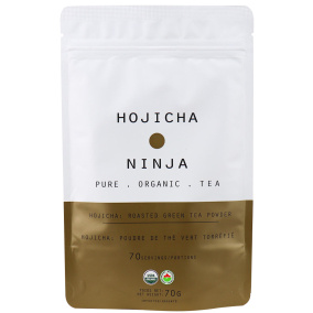 Front of Matcha Ninja Hojicha Roasted Green Tea Powder, 70g