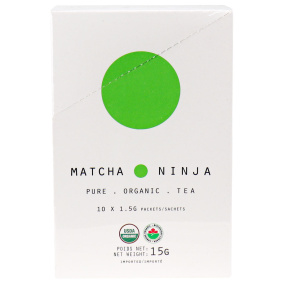 Front of Matcha Ninja Ceremonial Grade Organic Matcha Powder, 10 Packets