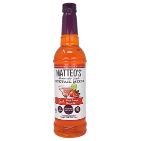 Front of Matteo’s Bartender Style Cocktail Mixes Thin Blood Orange Margarita, 750mL