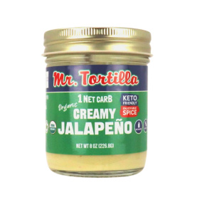 Front of Mr. Tortilla 1 Net Carb Organic Plant-Based Creamy Jalapeno 