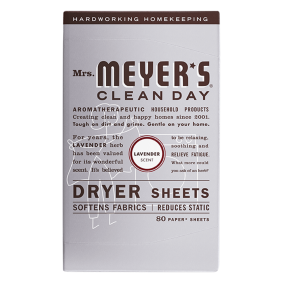 Front of Mrs. Meyer's Dryer Sheets Lavender, 80 Sheets