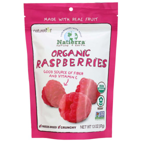 Front of Natierra Organic Freeze-Dried Raspberries, 37g