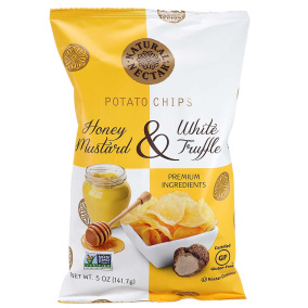 Front of Natural Nectar Potato Chips Honey Mustard & White Truffle, 141.7g