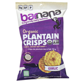 Front of Barnana Organic Plantain Crisps Garlic, 113g