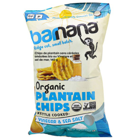 Barnana Organic Ridged Grain-Free Plantain Chips Vinegar & Sea Salt, 140g
