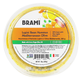 Front of Brami Lupini Bean Hummus Mediterranean Olive, 283g