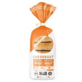 Front of Carbonaut Keto Gluten-Free Bagels Plain, 5 Bagels, 335g