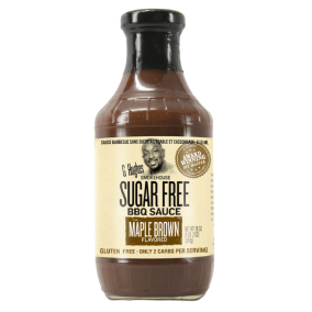 Front of G Hughes Sugar Free BBQ Sauce Maple Brown, 490mL