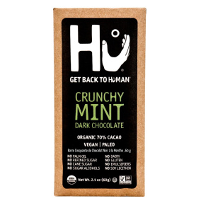 Front of Hu Crunchy Mint Dark Chocolate Bar, 60g