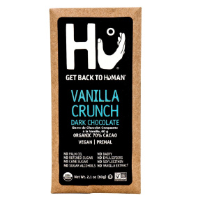 Front of Hu Vanilla Quinoa Qrispy Dark Chocolate, 60g