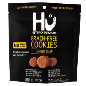 Front of Hu Kitchen Grain-Free Cookies Ginger Snap, 64g