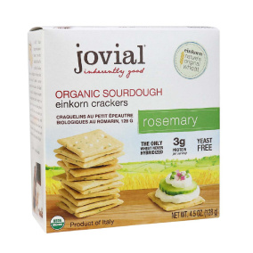 Front of Jovial Organic Sourdough Einkorn Crackers Rosemary, 128g