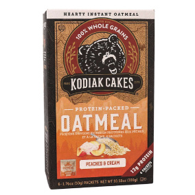 Front of Kodiak Cakes Protein-Packed Peaches & Cream Oatmeal, 6 Packets
