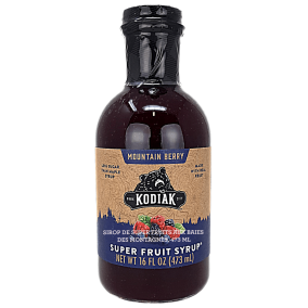 Front of Kodiak Cakes Mountain Berry Super Fruit Syrup, 473ml