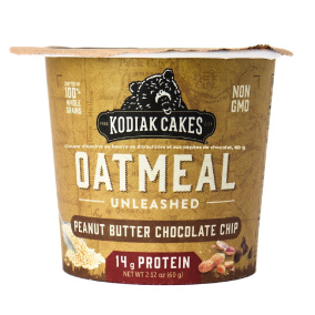 Front of Kodiak Cakes Peanut Butter Chocolate Chip Oatmeal Unleashed Cup, 60g