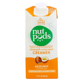 Front of Nutpods Hazelnut Unsweetened Dairy-Free Creamer, 330ml