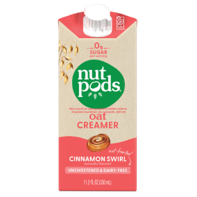 Front of Nutpods Unsweetened & Dairy Free Oat Creamer Cinnamon Swirl, 330mL