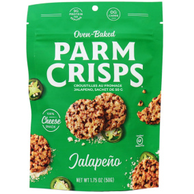 Front of ParmCrisps Jalapeno Cheese Crisps, 50g pouch