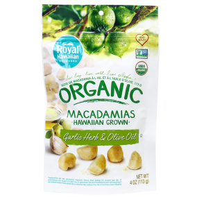 Royal Hawaiian Orchards Garlic Herb & Olive Oil Macadamia Nuts, 113g