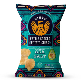 Front of Siete Grain-Free Kettle Cooked Potato Chips Sea Salt, 156g 