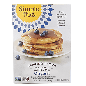 Front of Simple Mills Grain-Free Almond Flour Baking Mix Pancake & Waffle, 303g