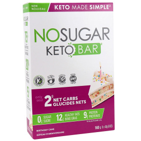 Front of No Sugar Company Keto Bar Birthday Cake, 4 Bars