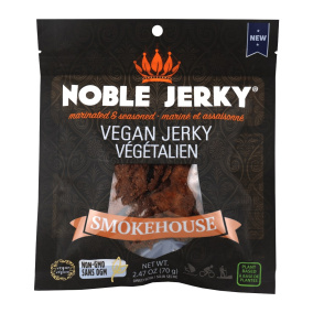Front of Noble Jerky Vegan Jerky Smokehouse