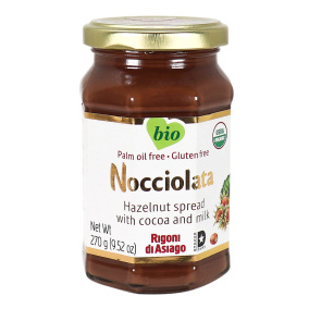 Front of Nocciolata Organic Palm Oil-Free Hazelnut Spread with Cocoa and Milk, 270g